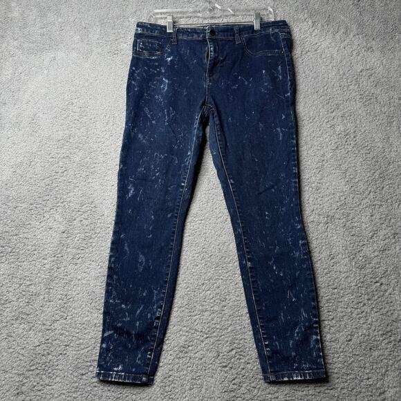 Mossimo Mid Rise Jegging Women's 12 / 31 Blue and White Splatter Super Stretchy - Picture 1 of 6